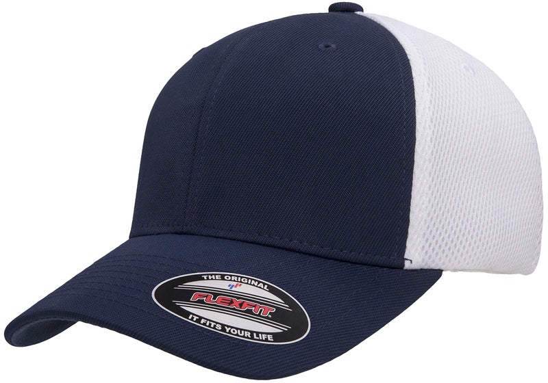 Flexfit Unisex Adult Ultrafibre Airmesh Fitted Cap Hat, Navy/White, Small-Medium US - Image 1